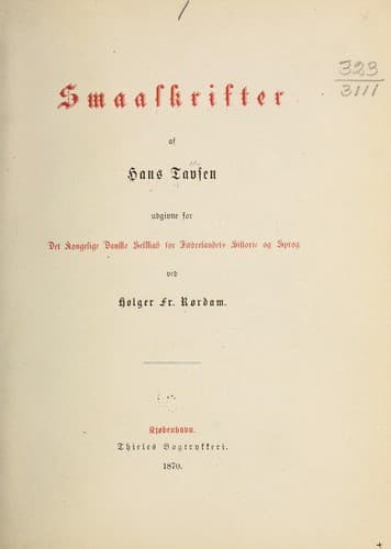 Tapa de Smaaskrifter af Hans Tavsen