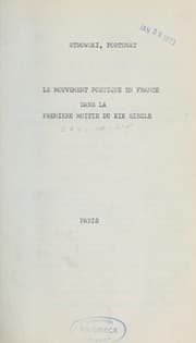 Tapa de Le Mouvement poétique en France dans la première moitié du XIXe siècle