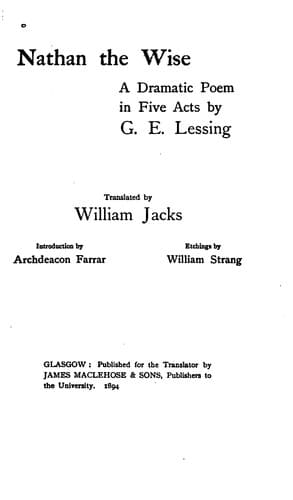 Tapa de Nathan the Wise: A Dramatic Poem in Five Acts