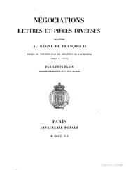 Tapa de Négociations, lettres et pièces diverses relatives au règne de François II