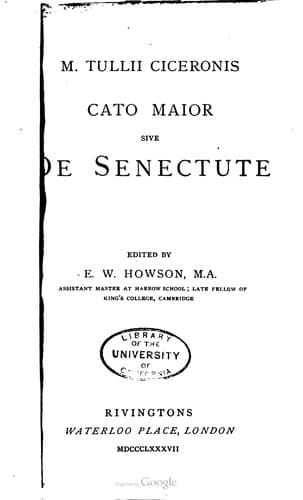 Tapa de Cato Maior Sive De Senectute