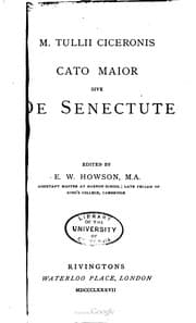 Tapa de Cato Maior Sive De Senectute