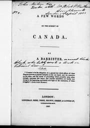Tapa de A few words on the subject of Canada