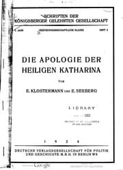 Tapa de Die Apologie der Heiligen Katharina