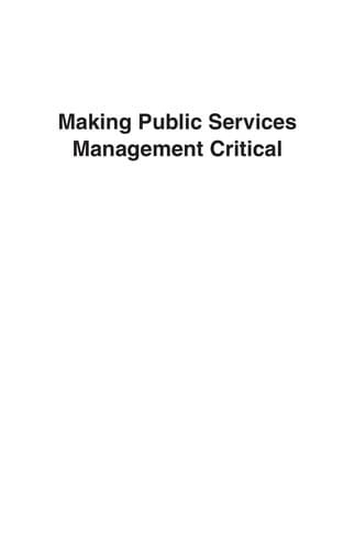 Tapa de Making public services management critical