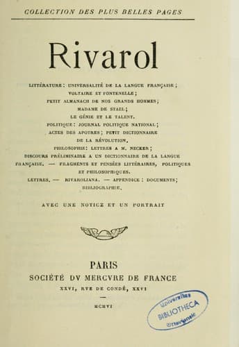 Tapa de Rivarol