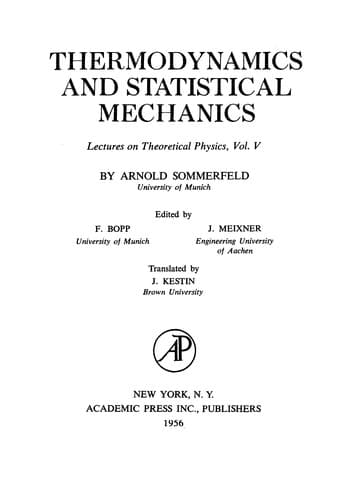Tapa de Thermodynamics and Statistical Mechanics