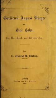 Tapa de Gottfried August Bürger und Elise Hahn