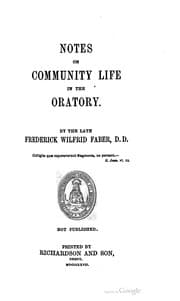 Tapa de Notes on community life in the Oratory