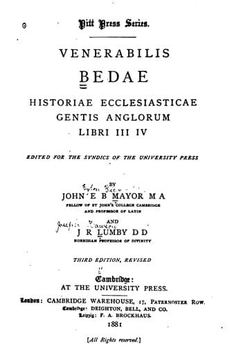 Tapa de Historiae ecclesiasticae gentis anglorum