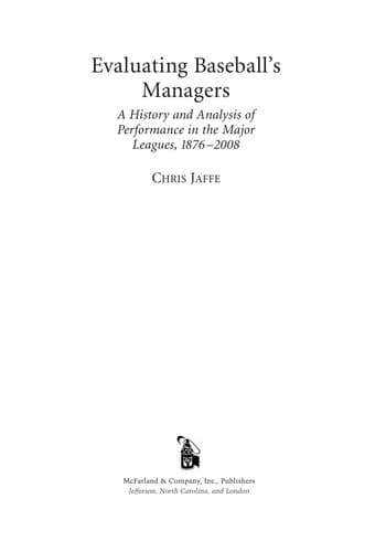 Tapa de Evaluating baseball's managers