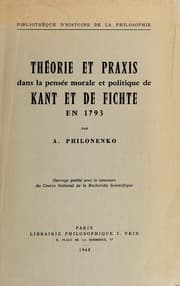 Tapa de Théorie et praxis dans la pensée morale et politique de Kant et de Fichte en 1793