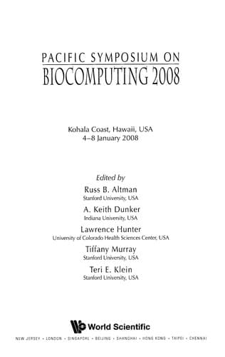 Tapa de Pacific Symposium on Biocomputing 2008
