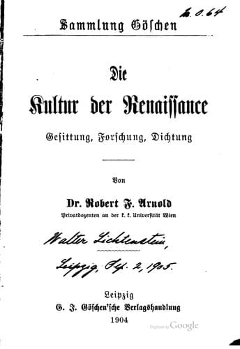 Tapa de Die Kultur der Renaissance