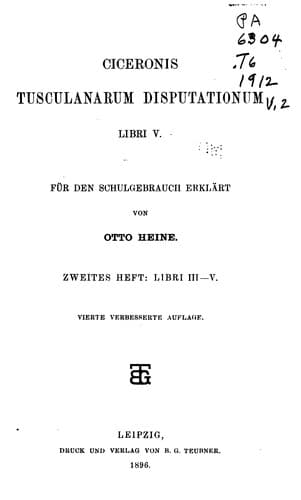 Tapa de Tusculanarum Disputationum Libri V.