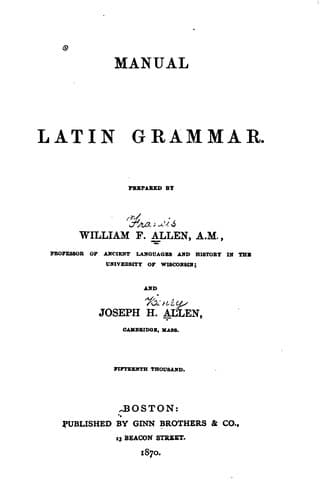 Tapa de Manual Latin Grammar