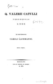 Tapa de Q. Valerii Catulli ... liber ex recensione Caroli Lachmanni