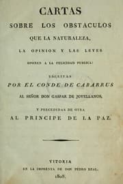 Tapa de Cartas sobre los obst©Øaculos que la naturaleza, la opini©Øon y las leyes oponen a la felicidad p©Øublica