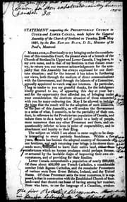 Tapa de Statement respecting the Presbyterian Church in Upper and Lower Canada