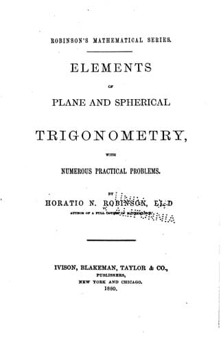Tapa de Elements of Plane and Spherical Trigonometry: With Numerous Practical Problems