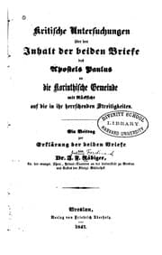 Tapa de Kritische Untersuchungen über den Inhalt der beiden Briefe des Apostels Paulus an die ..