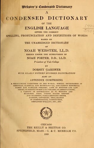Tapa de Webster's condensed dictionary