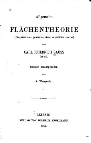 Tapa de Allgemeine Flächentheorie
