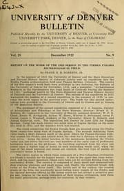 Tapa de Report on the work of the 1922 season in the Piedra Parada archaeological field