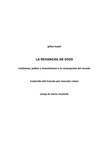 Tapa de La revancha de Dios