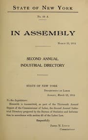 Tapa de Second annual industrial directory of New York State 1913
