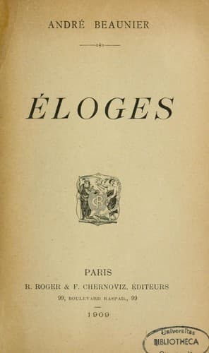 Tapa de Éloges