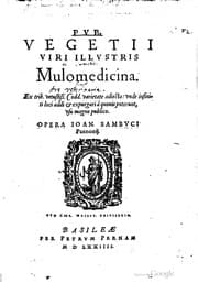 Tapa de Pub. Vegetii viri illustri Mulomedicina. Ex trib. vetustiss. codd. varietate adiecta