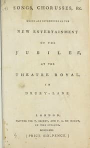 Tapa de Songs, chorusses, &c. which are introduced in the new entertainment of the Jubilee