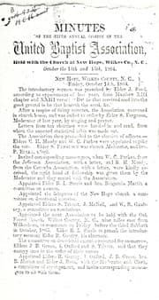 Tapa de Minutes of the United Baptist Association, formerly called the Kehukee Association