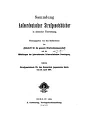 Tapa de Strafgesetzbuch für das Kaiserlich japanische reich vom 23. april 1907