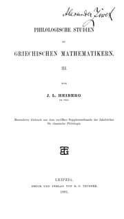 Tapa de Philologische studien zu griechischen mathematikern