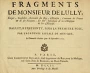 Tapa de Fragments de Monsieur de Lully ...