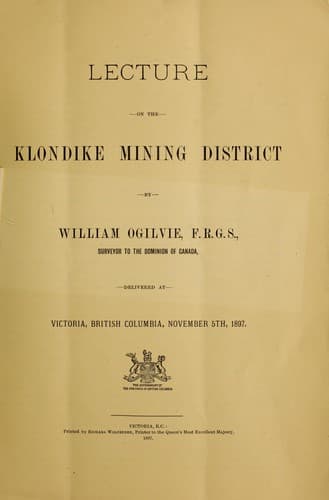 Tapa de Lecture on the Klondike Mining District