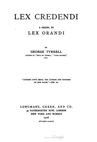 Tapa de Lex Credendi