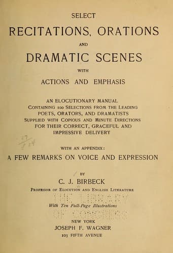 Tapa de Select recitations, orations and dramatic scenes with actions and emphasis
