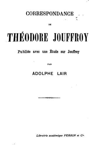 Tapa de Correspondance de Théodore Jouffroy