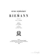 Tapa de Œuvres mathématiques de Riemann