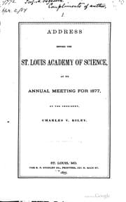 Tapa de Address before the St. Louis Academy of Science