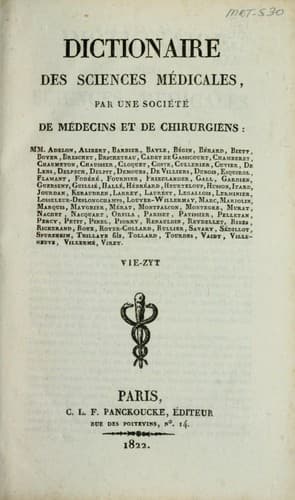 Tapa de Dictionnaire des sciences médicales