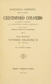 Tapa de Raccolta completa degli scritti di Cristoforo Colombo ad illustrare e documentare la scoperta dell'America