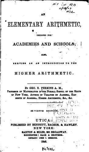 Tapa de An Elementary Arithmetic ...: Serving as an Introduction to the Higher Arithmetic