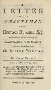 Tapa de A letter to the Craftsman from Eustace Budgell, esq