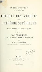 Tapa de Introduction à l'étude de la théorie des nombres et de l'algèbre supérieure par Emile Borel et Jules Drach