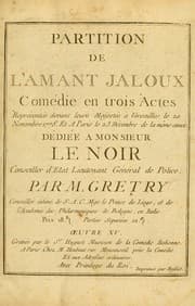 Tapa de Partition de l'amant jaloux