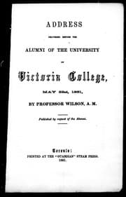 Tapa de Address delivered before the alumni of the University of Victoria College, May 22nd, 1861